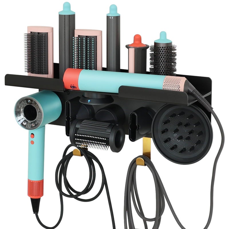 CATOOMUU Wall Mount Hair Dryer Stand Holder for Dyson Supersonic Nural Hair Dryer and Dyson Airwrap Styler 2 in 1 Blow Dryer Accessories Organizer Storage Rack Aluminum Alloy
